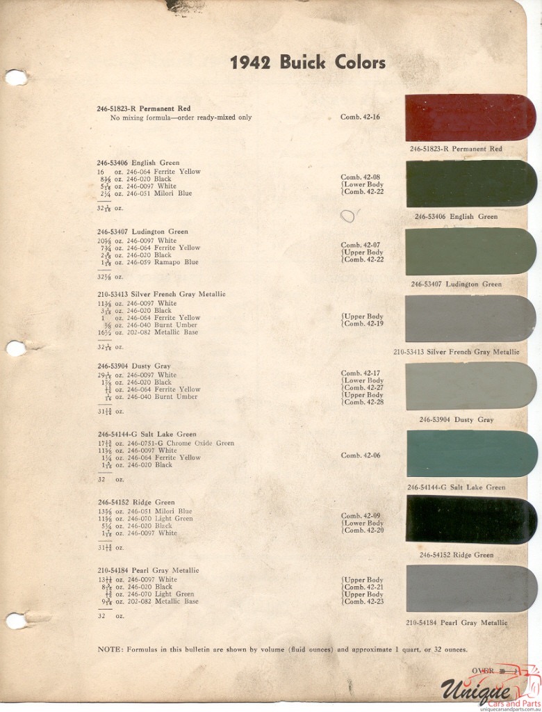 1942 Buick Paint Charts DuPont 4